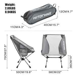 Hitorhike Camping Chair Breathable Mesh Construction 2 Side Pockets Aluminum Frame Camp Chair with Carry Bag 1PCS