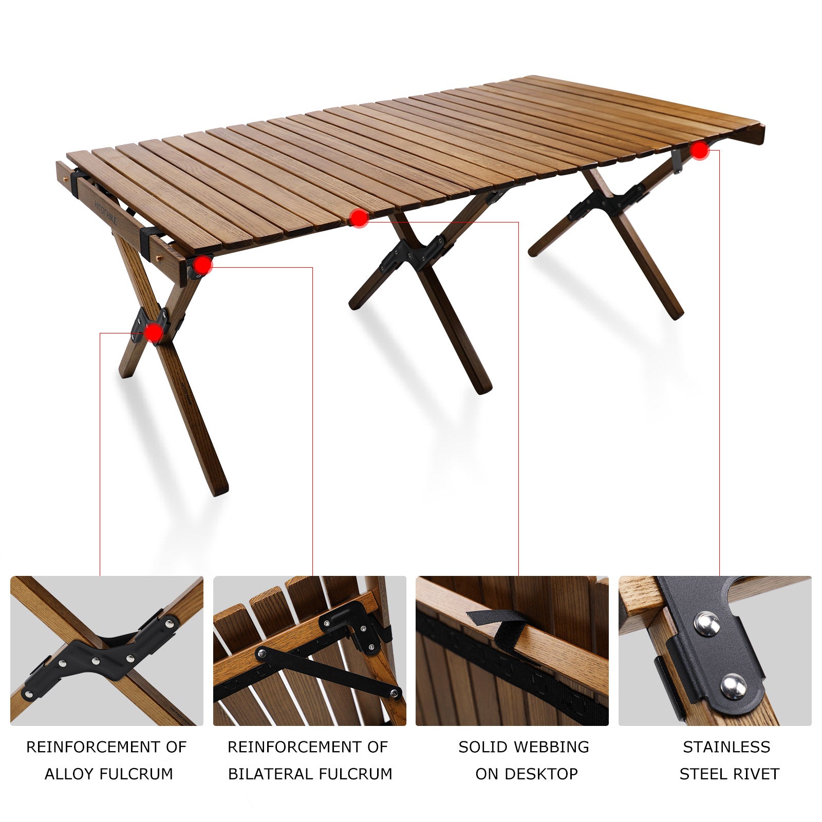 Hitorhike Folding Wood Table Portable Camping Table for Outdoor/Indoor Picnic,Travel,Beach,Camp,BBQ,Backyard