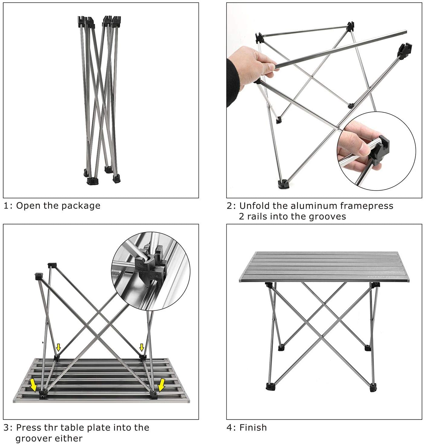 Hitorhike Camping Tables with Aluminum Table Top Ultralight Camp Table with Carry Bag
