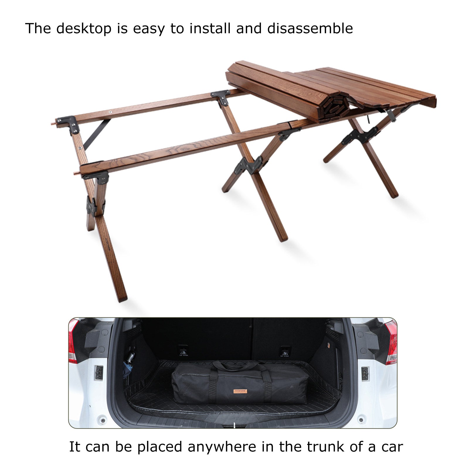 Hitorhike Folding Wood Table Portable Camping Table for Outdoor/Indoor Picnic,Travel,Beach,Camp,BBQ,Backyard