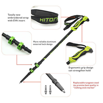 Hitorhike Pair/2pcs 7075 Trekking Poles Nordic Walking Poles 7075 Trekking Stick Alpenstock Walking Stick For Tourism