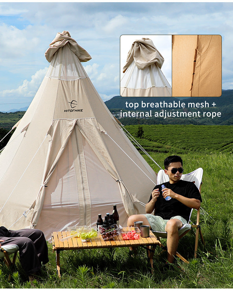 Hitorhike new arrival 3m/4m glamping cotton canvas tent for outdoor portable waterproof tent
