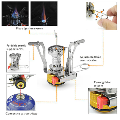 Portable folding outdoor stove cookware gas burners camping stove for hiking picnic BBQ gas stove tank cooker furnace end