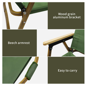 Hitorhike outdoor glamping furniture portable wood grain aluminum folding camping chair with beech armrest