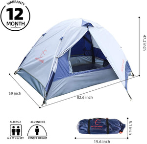 HITORHIKE Camping Tent 2 Person Tent Double Layer Ultralight Waterproof Wind Proof Anti-UV Family Tent Backpacking Tent for Camping, Hiking, Outdoor Festivals, Offroad Trip